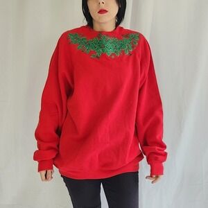 90s Red and Green Wreath Painted Sweatshirt